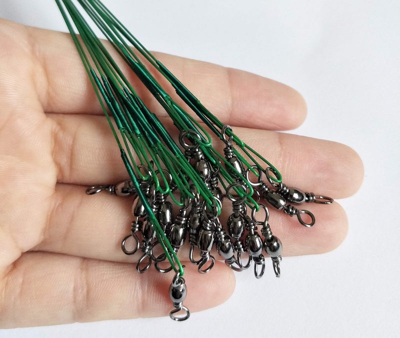 Laxygo 60pcs Fishing Wire Leaders Nylon-Coated Fishing Line Wire Leaders with Swivels and Snaps 6inch, 9inch, 12inch - Image 3